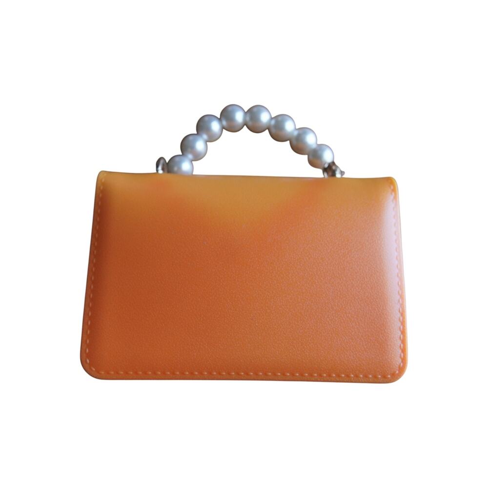 Girls Orange Mini Handbag Pearl Handle H Buckle Plastic Toy Purse - Picture 4 of 9